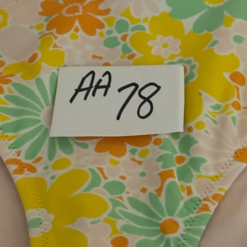 AA-78 Aerie NWT Cheekiest Yellow‎ & Orange Floral Ruffled Bikini Bottom Size XL